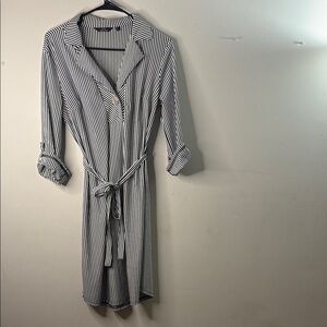 Striped Black and White Shirt Dress